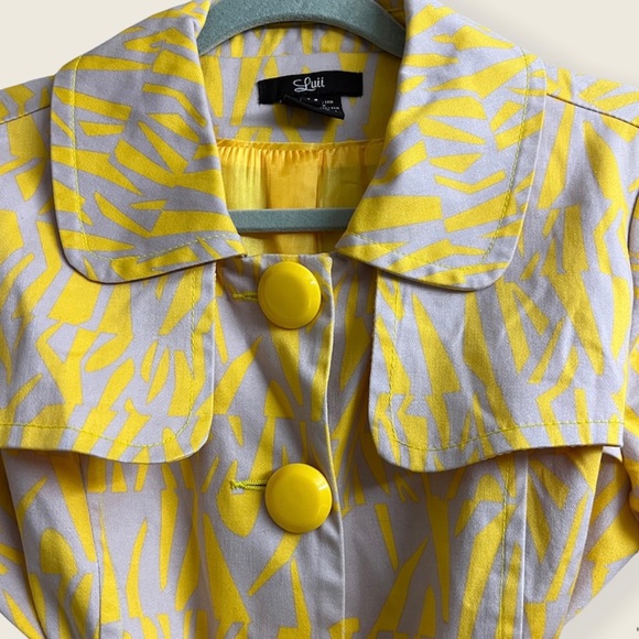 Anthropologie Luii Belted Yellow & Gray Lined Trench Jacket - Picture 2 of 9